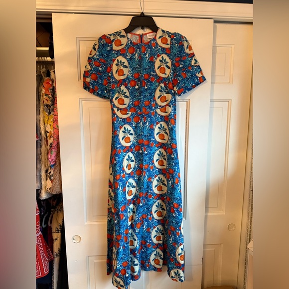 Hunter Bell Casey Blue and Orange Midi Dress - Picture 3 of 8